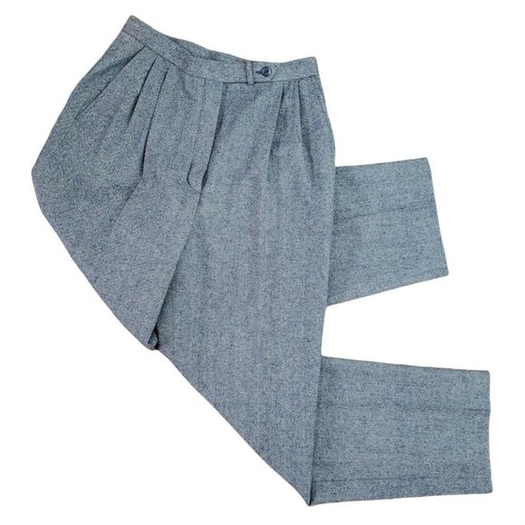 VTG 80s Pendleton Womens Pants Sz 10 Virgin Wool Herringbone High Rise Pleated - Picture 3 of 7